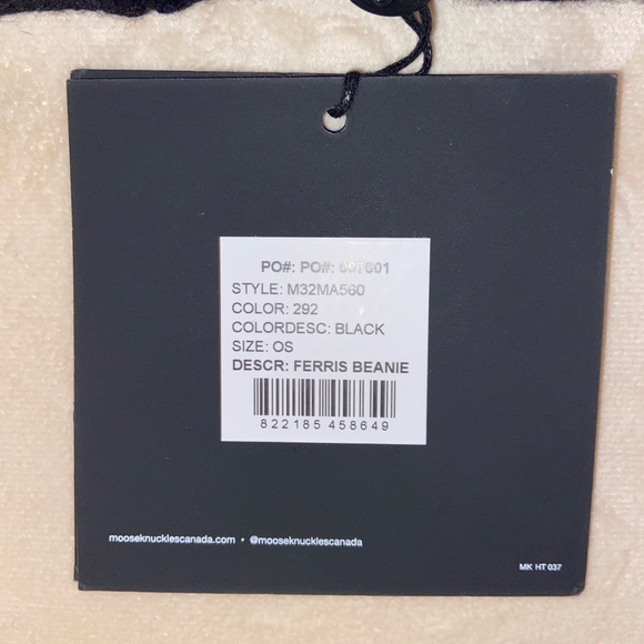 Moose Knuckle Black Knit Beanie with Red/White Logo - Men's Accessory - Picture 4 of 4